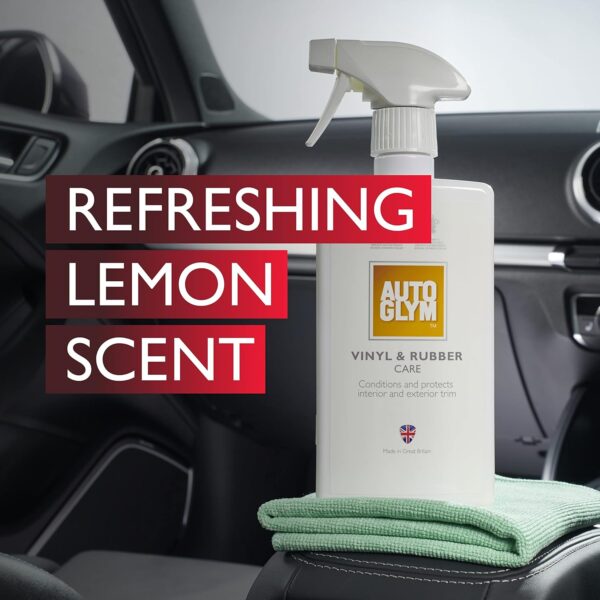 Autoglym Vinyl And Rubber Care, 500ml - Fresh Lemon Scented Interior Car Cleaner Spray Designed To Protect Your Dashboard and Other Interior Plastics, White - Image 2